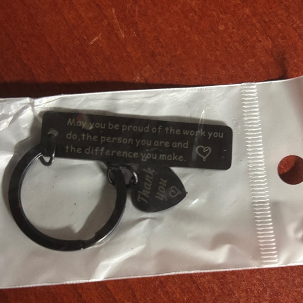 Inspirational Black Keychain with Heart Charm